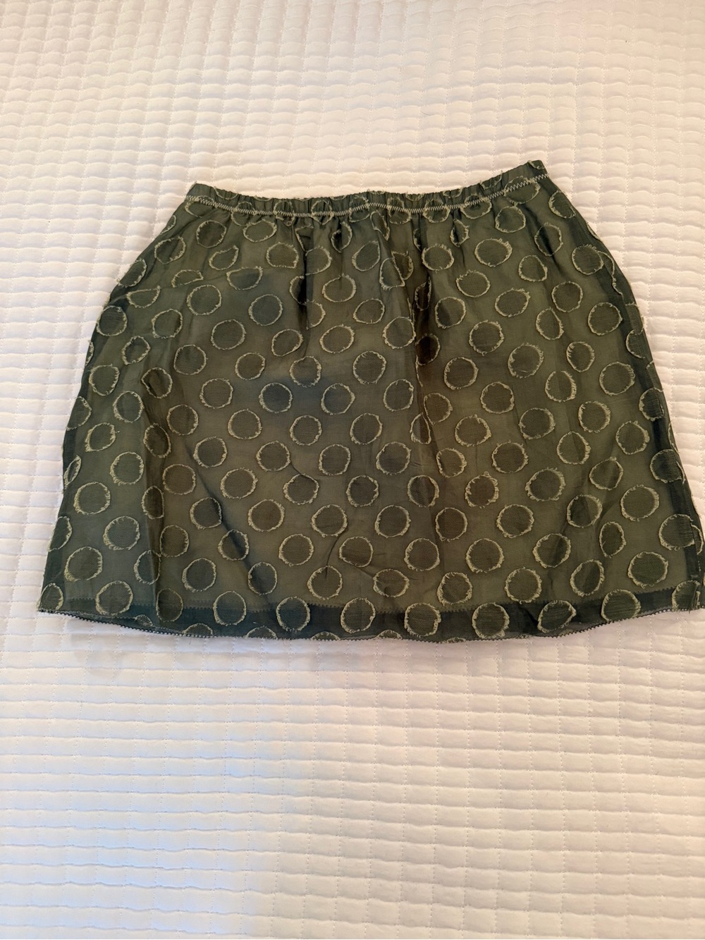J. Crew Olive Green Polka Dog-Embroidered Skirt